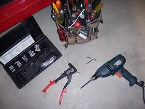 Getting the tools ready for the rivnut install.